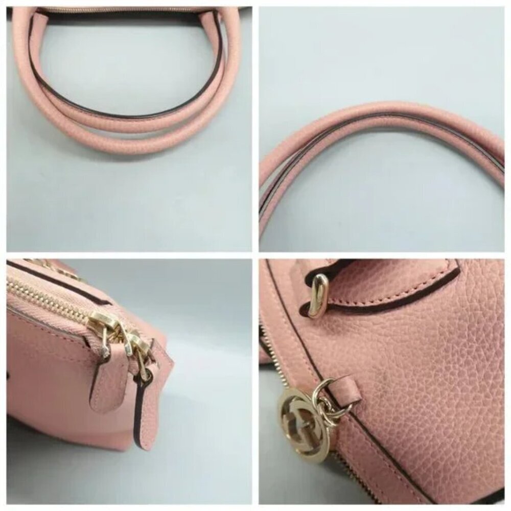 Authentic Gucci Soho Dome Satchel Pink Leather Crossbody Shoulder Bag Luxury Bag - Picture 9 of 13